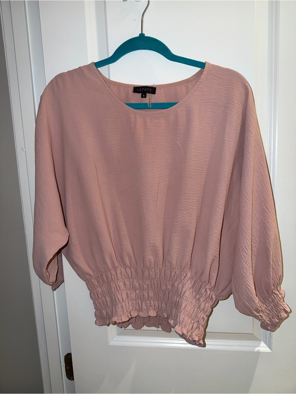 1. State Dusty Rose Smocked-Waist Blouse